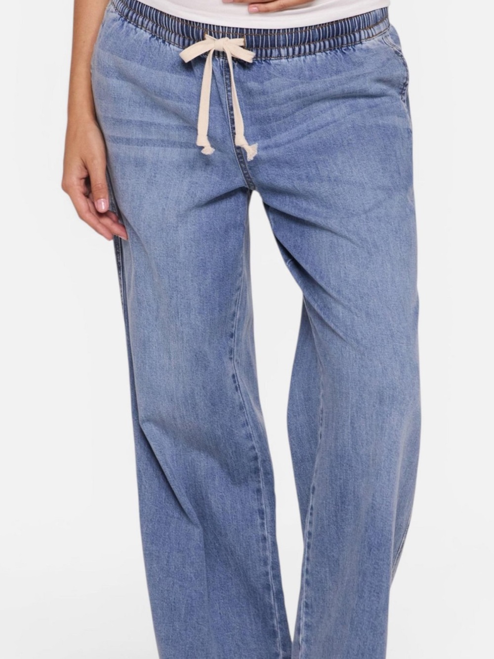Motherhood Maternity Light Blue Wide Leg Drawstring Jeans